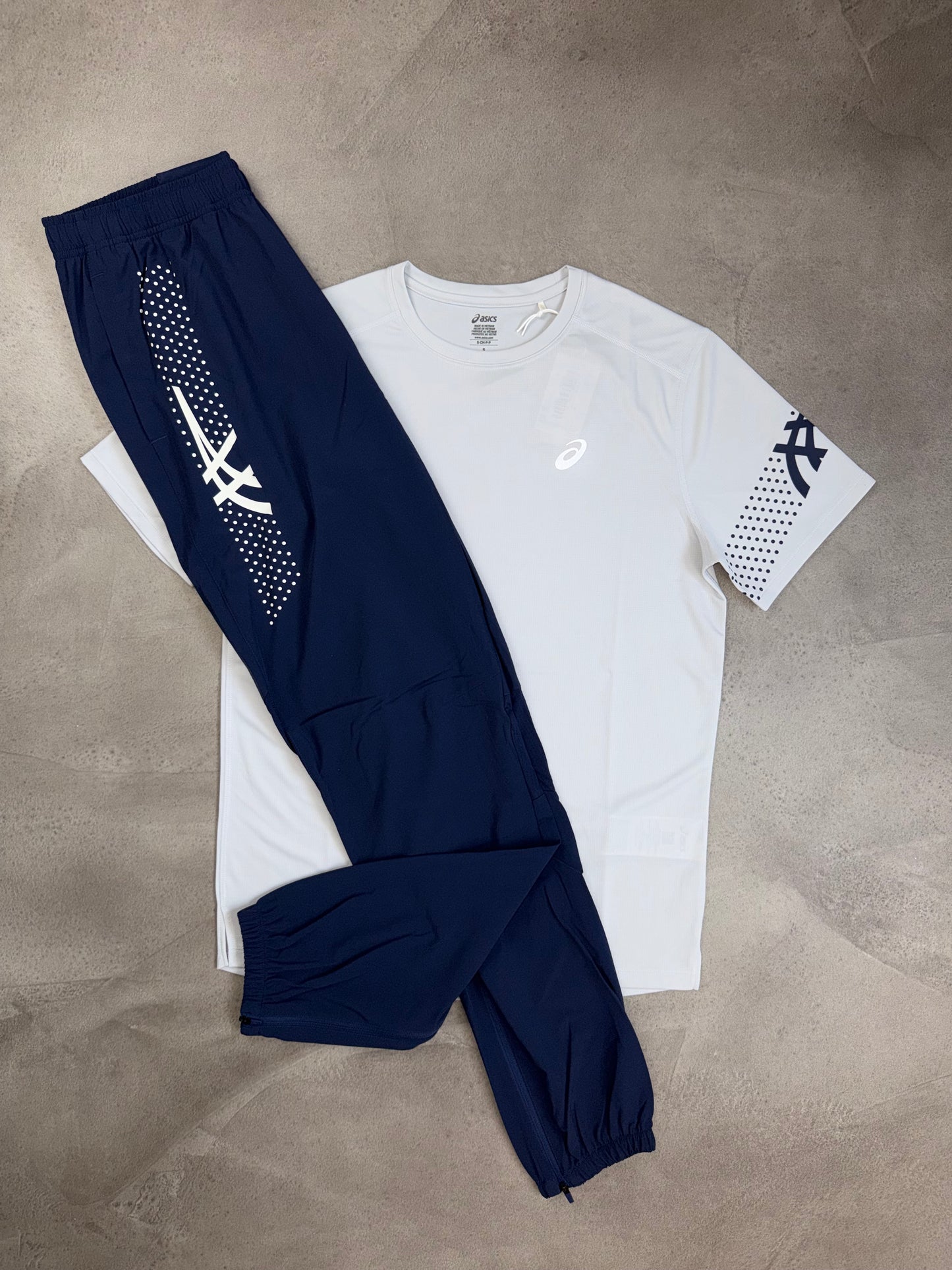 Asics Icon Navy Tracksuit Bottoms & T-Shirt Set
