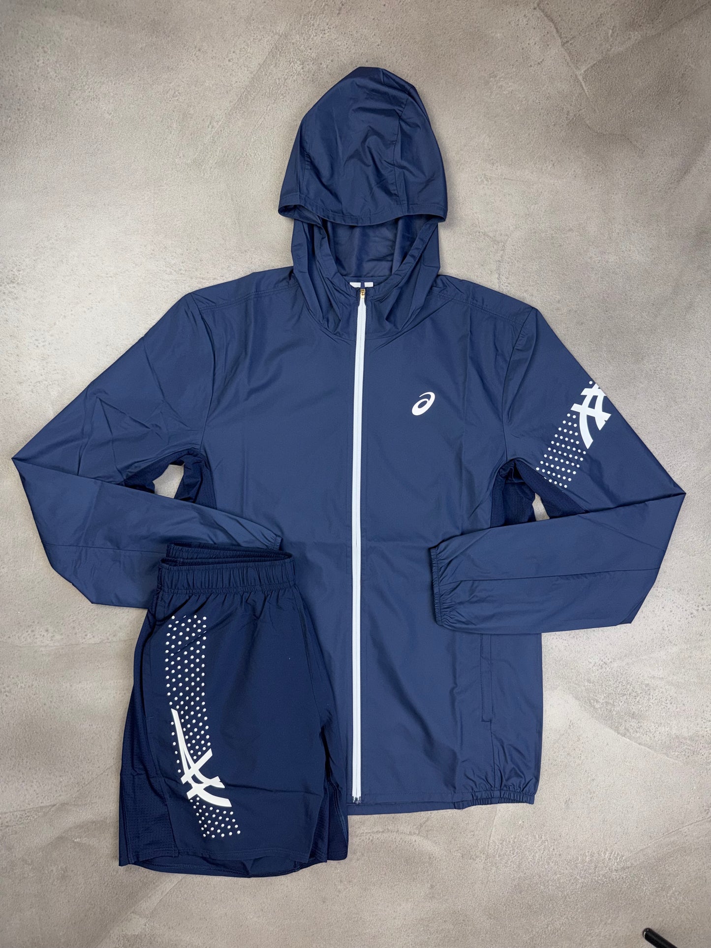 Asics Icon Navy Jacket & Shorts Set