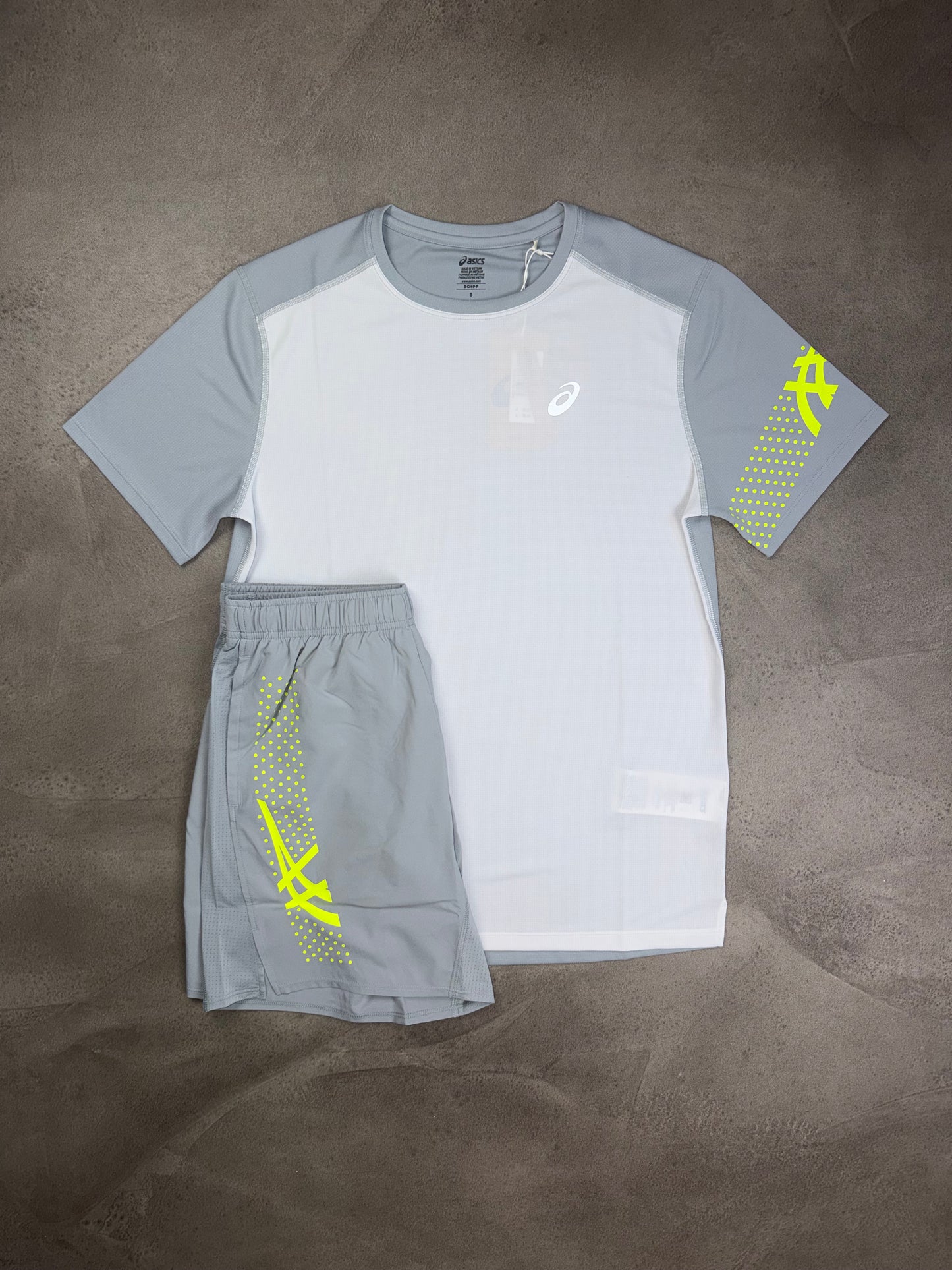 Asics Icon White/Volt Shorts & T-Shirt