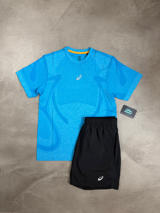 Asics Sky Blue Seamless Shorts & T-shirt Set