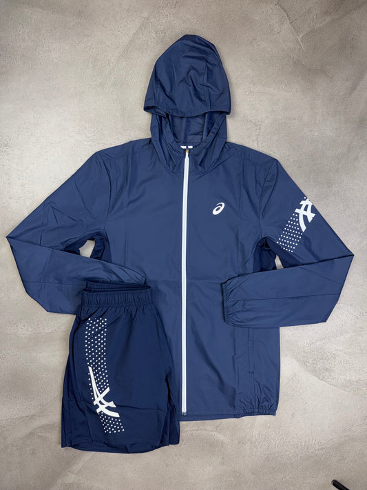 Asics Icon Navy Jacket & Shorts Set