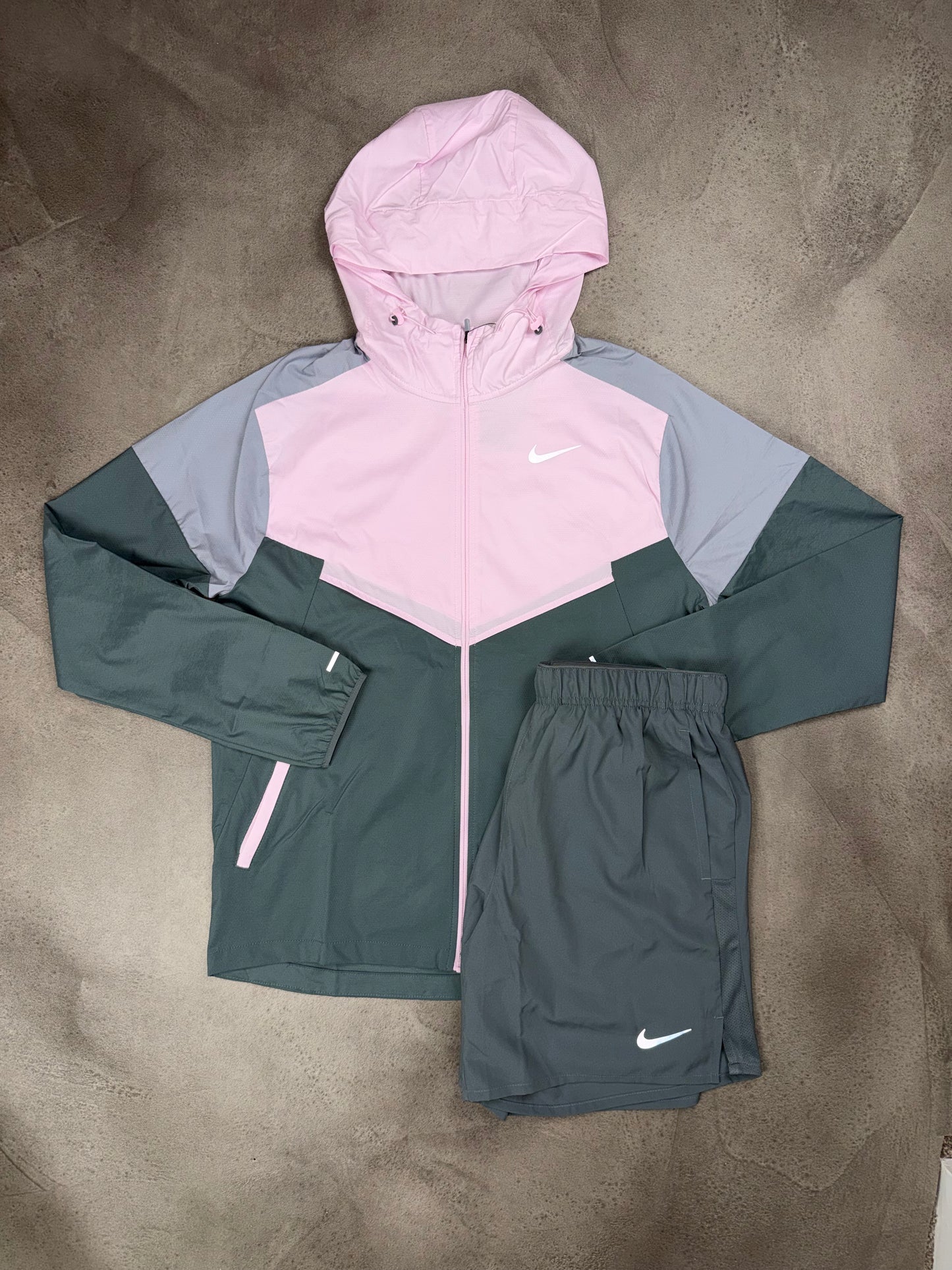 Nike Pink Foam Windrunner & Shorts Set