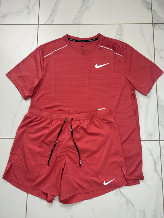 Nike Miler and 7” Shorts Set “Adobe red”