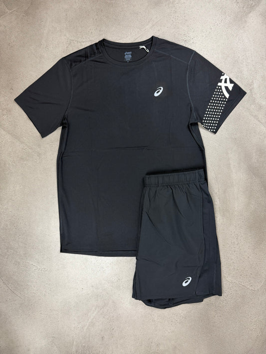 Asics Black Icon Shorts & T-shirt Set